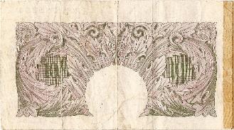 George J. Grimm Short Snorter Note #10: England 10 Shillings - Serial # E20D 085354 back.