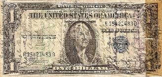 George J. Grimm Short Snorter Note #1: U.S. One Dollar Silver Certificate - Series 1935A - Serial # R35421483B front